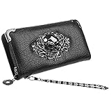 NIDONE - Pochette da donna con teschio, stile punk, con scomparti multipli per carte di credito