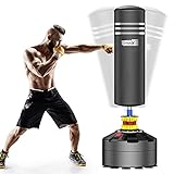 Dripex Sacco Boxe da Terra, 175cm Autoportante MMA con Base a 12 Potenti Ventose, Riempibile Sabbia 80 kg/Acqua 60 kg (Base e Sacco Due Pacchi)