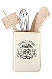 PREMIER Housewares 0721233 Vintage Home Barattolo per Utensili, Ceramica, Crema