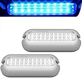 Greluma 2 Pz 27LEDs Luci subacquee per barche, pontoni marini Luce di poppa per barche subacquee, Luci di coperta per barche in acciaio inossidabile IP68 impermeabili Luci da pesca a poppa a LED-Blu