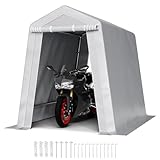VEVOR Capannone da Esterno, Tenda da Deposito Portatile, con 2 Porte Avvolgibili e Prese d'Aria, Tettoia Impermeabile, Struttura Robusta, Posto Auto Coperto per Garage, Grigio 183 x 245 x 214 cm