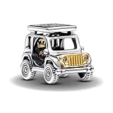 NUNUYAYA Charm Bead Ciondolo in Argento Sterling 925 Two-tone Adventure Car con Cubic Zirconia Pendenti Compatibile con Braccialetti e Collane europei,Compleanno di Natale Perline per Donne