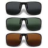 TYXHXTF 3 Pezzi Clip Occhiali Da Sole Polarizzati Clip-On UV400, Lenti Sole Sovrapponibili Clip per Occhiali da Vista, Flip up Senza Telaio Copriocchiali, per Sport Viaggi Pesca