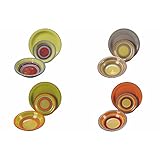 Servizio piatti 12 pezzi in stoneware dipinto a mano, 4 posti tavola diversi, Positano