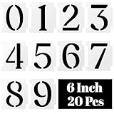 Tyqour 20 stencil con numeri da 6 pollici, 0 – 9 stencil con numeri riutilizzabili, set di stencil numero, per cartellini in legno, pittura fai da te, cassetta delle lettere, indirizzo, artigianato