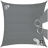 tectake® Tenda a Vela Solare Quadrata, Protezione Raggi UV 50+, Telo Ombreggiante Giardino, Tenda Parasole Terrazzo, Vela Ombreggiante Esterno - Grigio, 5 x 5 m