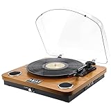 AKAI -Tocadischi Bluetooth, Giradischi in Vinile Vintage 33/45/78 RPM, Altoparlanti Stereo Incorporati, Registrazione Vinile, USB, Uscita Audio RCA, Lettore di schede SD, Legno Naturale