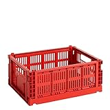 HAY Colour Crate 541462 - Trasportino M in polipropilene riciclato, 34,5 x 26,5 x 14 cm, colore: Rosso