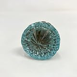 Pomello in vetro stile vittoriano vintage con pomello in bronzo anticato (blu)