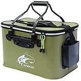 Secchio di Protezione da Pesca, Pieghevole da 23L / 30L / 38L, Multifunzionale per Esche per Pesci Vivi , Borsa in EVA da Campeggio all'Aperto per Pesci (ArmyGreen,23L)