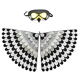 Proumhang Costume per bambini con ali di uccello per età da 3 a 8 anni,gufo di uccello e maschera di pavone vestito da gufo, maschera per occhi e ali di feltro,Halloween,Stile 9