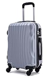 R.Leone Valigia Trolley Bagaglio a mano Rigido Ultraleggero in ABS 4 Ruote Autonome (Argento, 2037 Valigia 55x40x20cm)