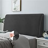 Yidaxing Testiera per letto, in morbido velluto, antipolvere, per camera da letto imbottita, 180-200 cm, colore: nero