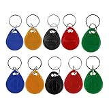 HFeng (confezione da 10) RFID 125KHz Access Control Key Card Prossimità EM4100 TK4100 Portachiavi Portachiavi Smart ID Keycard per porta Sistema di blocco elettrico nfc token tag (Mix color)