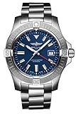 Breitling Orologio Uomo Moderno GMT 45 Blu, Argento-Tono, Resistente all'Acqua 300 Metri