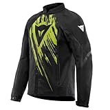 Dainese - Air Graphics Tex Jacket, Giacca Moto Estiva, Ventilata e Leggera, con Protettori Morbidi su Spalle e Gomiti, Man, Nero/Giallo Fluo Asfalto, 48