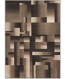 Parure (3 pezzi) di Tappeti moderno quadro contemporaneo DESIGN 4256 MARRONE BEIGE tris scendiletto camera da letto matrimoniale