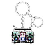 DUOWEI Acrilico Vintage anni '80 '90 Lettore di Cassette Portachiavi Accessori Regali per Donne Ragazza Chiavi Auto Portafoglio Outfit (Nero)