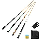 ASMPCUE Stecca da Biliardo, Set di 4 Stecche da 58" Biliardo in Legno Duro di Alta qualità, 1/2 Legno Pool Cue Stick,Stecche da Biliardo per Giocatori Professionisti per Il Tavolo da Biliardo Sportivo