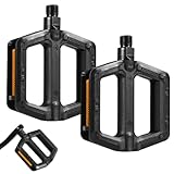 Fousenuk 2 Pezzi Pedali MTB, Pedale Antiscivolo, Pedaliera Nero Flat, Pdali con Riflettori, Pedalibici Impermeabile, Piattaforma per Bicicletta per MTB, Bici da Strada, Biciclette da Corsa