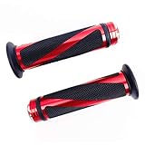 SFONIA 2pz Manopole Manubrio Moto Impugnatura 22MM 7/8" Gomma Antiscivolo Universale per Moto Scooter Quad Cruiser Off Road (Rosso)