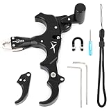SHARROW Rilascio di Tiro con L'Arco Ausili per Arco Compound 3 o 4 Dita Intercambiabili Release Aids Alluminio Strumenti di Aiuto per Rilascio con Metallo D-Loop per Cacci (Nero)