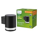 Philips LED Fyce Lampada Solare da Parete per Esterni, Luce Bianca Calda, 1.5W, IP44, Nero