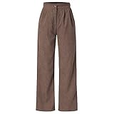 Pantaloni in velluto a coste, da donna, a gamba larga, con bottone, elastico in vita, corduroy, invernali, caldi, per il tempo libero, pantaloni da jogging, casual, in corda, vintage, casual