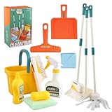 Focenat Set di Pulizia per Bambini 12 Pezzi - Gioco con Scopa, Paletta, Spazzola, Mocio per Pulizie Giocattolo dai 3 Anni in su