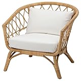 Ikea STOCKHOLM 2017 poltrona con cuscino, rattan/Gräsbo bianco