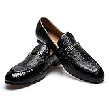 JITAI Scarpe da Uomo in Pelle con Motivo Stampato Scarpe da Uomo con Mocassino Slip-on Pantofola per Fumatori Fannullone Casual, Nero 01, 45 EU (12 UK)