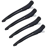 4 Pezzi Pinze Capelli,Mollette Trucco per Capelli Anatra Bill Clip,Pinze Capelli Donna,Fermagli per Capelli Professionali per Parrucchieri,Fermagli Capelli per lo Styling Della Sezione-Nero