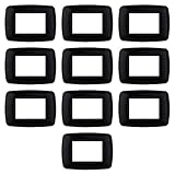 10 Placche bombate, 3 moduli/posti, Compatibile Con BTicino Living, nero nera, cornice nera, Placche arrotondate, Plastica di alta qualità, 100% compatibile con supporti e moduli originali