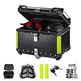 Top Case Moto, portabagagli impermeabili per motociclette, bauletto per moto con serratura di sicurezza, per stoccaggio caschi, in alluminio, adatto per la maggior parte di moto e maxi scooter, 55 l
