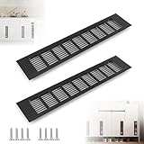 2 Pezzi Griglia Aerazione Rettangolare, Griglia di Ventilazione 80 mm x 500 mm, Griglia Rettangolare Alluminio, per Scarpiere, Armadi e Guardaroba (Nero（500mm x 80mm）)