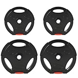 SPORTNOW Kit Pesi con 2 Dischi da 10 kg e 2 Dischi da 5 kg con 3 Fori, Pesi per Bilanciere in Polipropilene e Sabbia, Ø34x6 cm e Ø27x4.5 cm, Nero