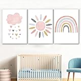 AFCJLTO Set di 3 poster arcobaleno，Quadri Cameretta Bambino Poster Cameretta，decorazione per la cameretta dei bambini，formato A4