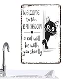 Cartello Benvenuto Gatto Per Bagno, Decorazione Da Parete Per Toilette, Decorazione Vintage Per Bagno, Per Proprietari Affittuari Designer Interni Appartamento Casa Hotel Centro Commerciale Toilette