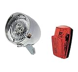 RMS Kit Fanale Luce Anteriore Rosso + Posteriore 3 LED Bici Olanda - R - Graziella - City Bike