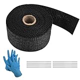5M Benda Termica Moto, Nero Bende Termiche Scarico con Fascette Acciaio Inox e Guanti Monouso, Bende Isolante Collettori in Fibra di Vetro per Auto e Moto