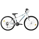 Multibrand Distribution Probike Tempo 24 pollici, mountain bike, telaio in alluminio, 18 marce, adatto per ragazzi, ragazze a partire da 130 cm a 155 cm (bianco blu, 279)