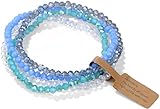 WEIZAIJY Braccialetto Donna Impilabile con Perline di Cristallo e Vetro, Set di 4 Bracciali Elastici Fatti a Mano per Donne e Ragazze, Regalo Perfetto