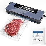 BESNIK Macchina Sottovuoto per Alimenti. Cibi freschi fino a 8 volte più lungo grazie al Potente sigillatura ermetica Macchina Sottovuoto Professionale per uso domestico, sacchetti inclusi