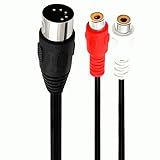 TECHZOCO Cavo Audio Stereo DIN Maschio RCA Femmina, Cavo DIN 5 pin Maschio a RCA, Cavo midi a RCA, Stereo, Adatto per sistemi Bang & Olufsen, Naim, Quad, 20 cm