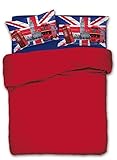 Confezioni Giuliana Completo Lenzuola Piazza E Mezza 1 1/2 Londra London Inghilterra Rosso