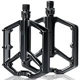 Pedali Mtb, Romon Pedali Bicicletta Alluminio di Alta Qualità e Cuscinetto du Sigillato, Pedali Piatti 9/16 Lavorati a CNC con Chiodi Antiscivolo Rimovibili per Principianti, Bici da Strada, da Città