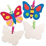 Baker Ross AT875 Decorazioni in Ceramica Farfalla Fai da Te, per progetti di artigianato artistico per bambini (confezione da 5), assortiti