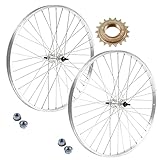 COPPIA RUOTE/CERCHIO ANTERIORE + POSTERIORE BICI 1V 26 x 1 3/8 + PIGNONE 18T PER CITYBIKE EPOCA OLANDA