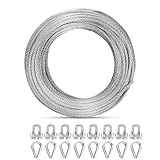 Hanured® 30M Ø6mm Cavo in acciaio inox, 7x19 Fili Carico di Rottura 2900 kg,per zipline da cantiere, parapetti per ponti, ascensori per barche