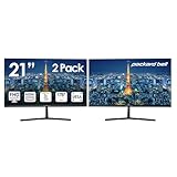 Packard Bell Monitor da 21" FHD 1920 x 1080 per computer, 75 Hz, 5 millisecondi, doppio monitor, ultrawide, supporto VESA, inclinabile, VGA e monitor HDMI, monitor base e gaming, confezione da 2